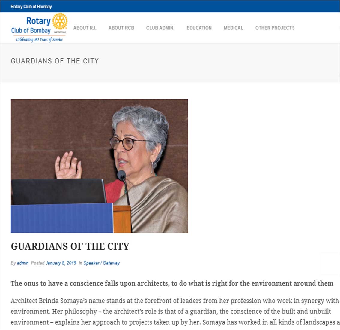 Guardians of the City, Rotary club of Bombay - January 2019